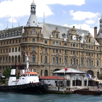 Exterior view of the Haydarapasa Railway Station building near Titanic Business Kartal