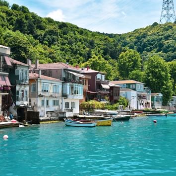 Exterior view of the Anadolu Kavagi Village on a sunny day near Titanic Business Kartal