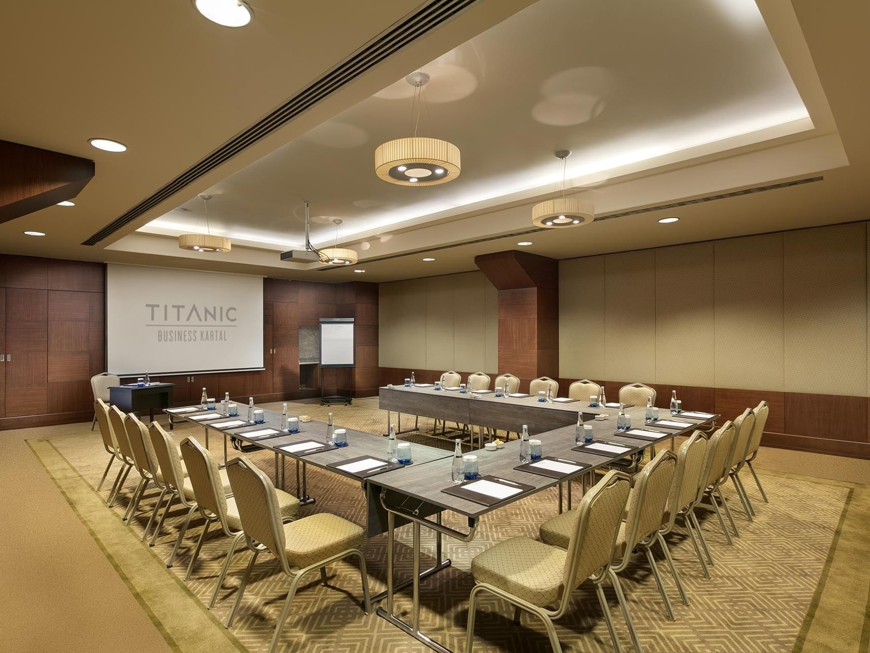 U-typed meeting table arranged with chairs in Azor at Titanic Business Kartal