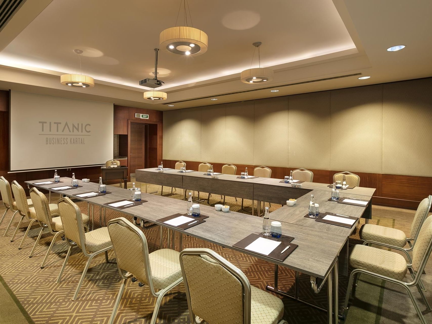 U-typed meeting table arranged with chairs in Borneo at Titanic Business Kartal