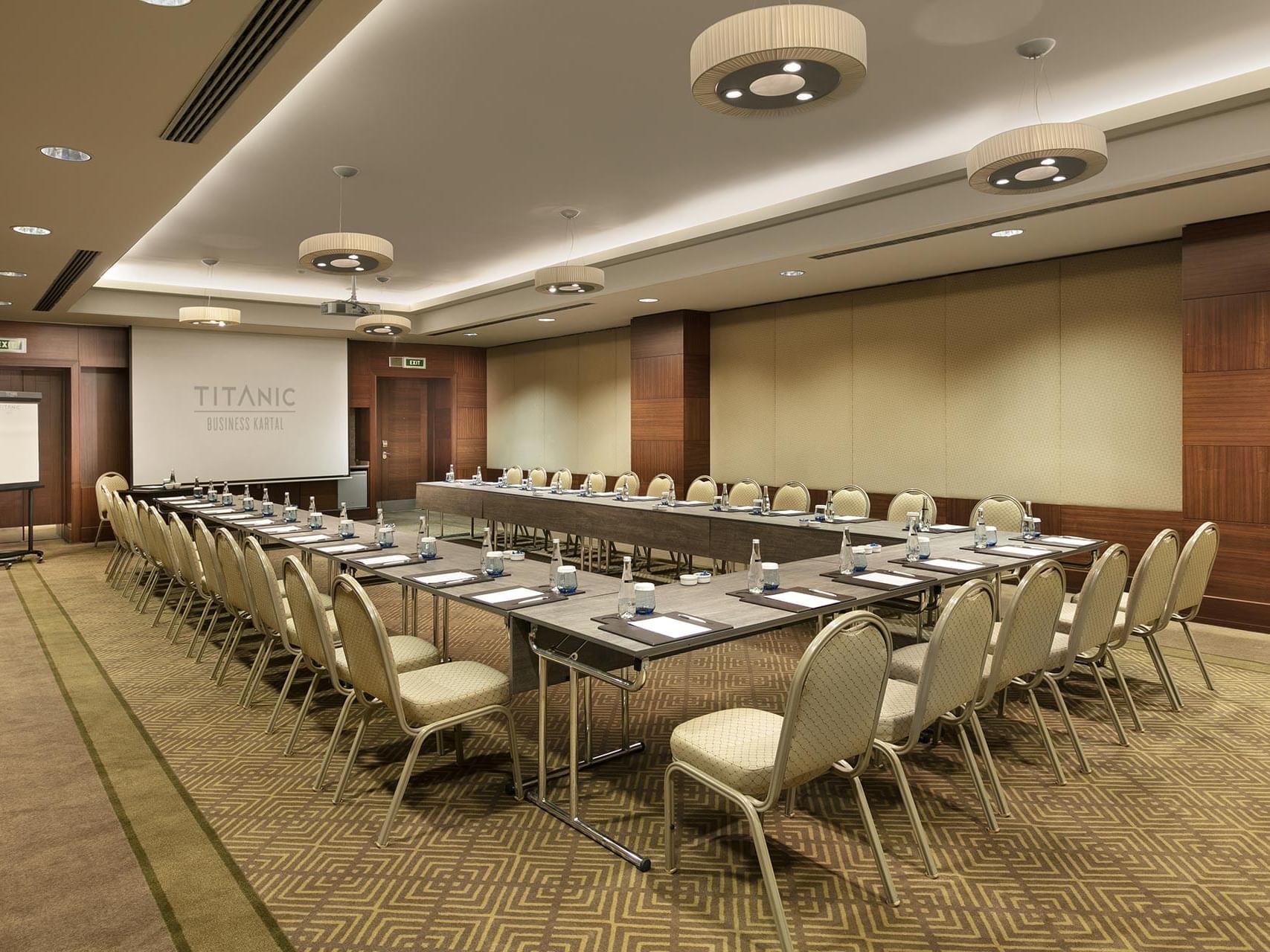 U-typed meeting table arranged with chairs in Borneo at Titanic Business Kartal