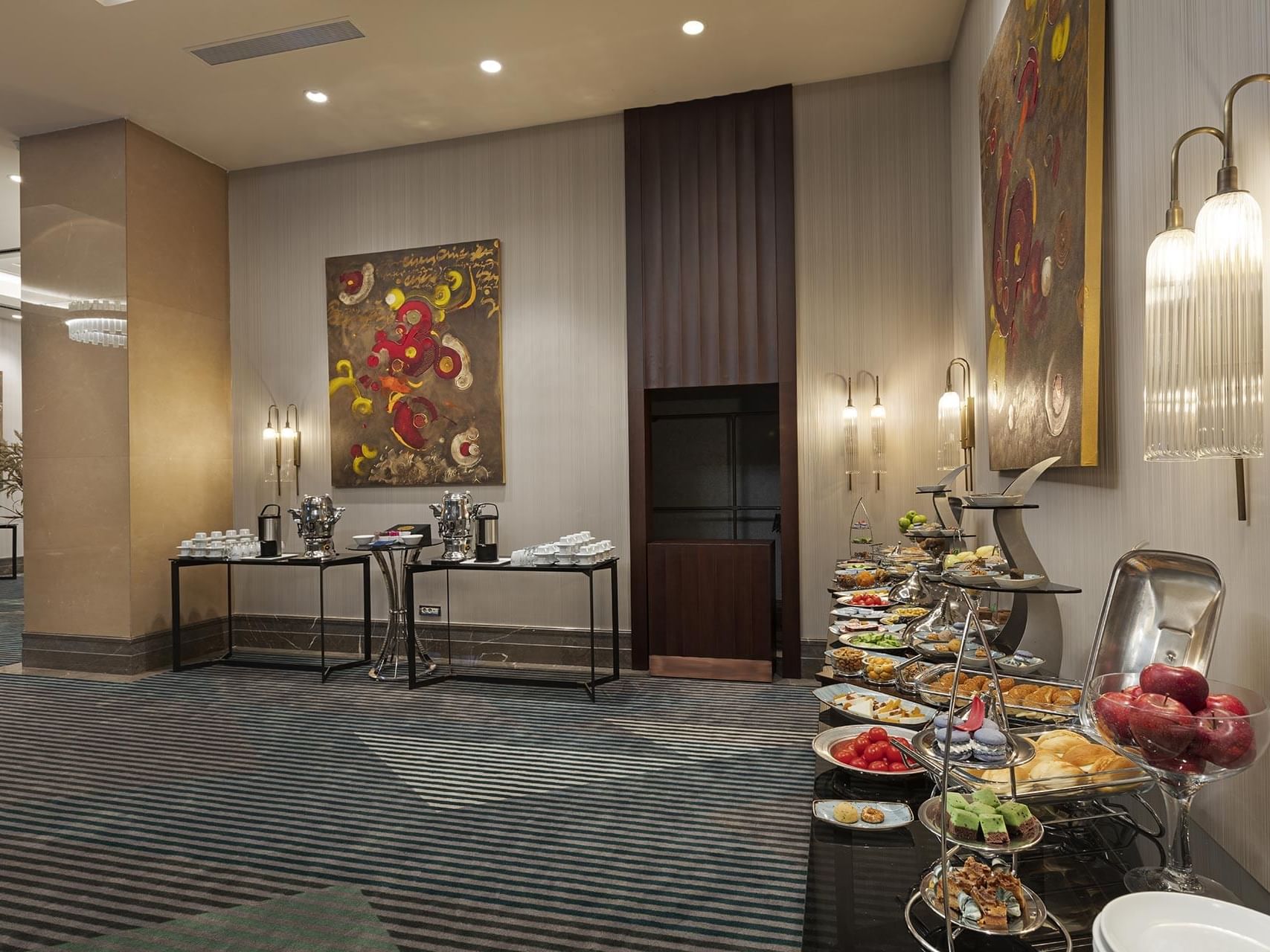 An opened buffet served on a buffet table in Titanic Coffee at Titanic Business Kartal