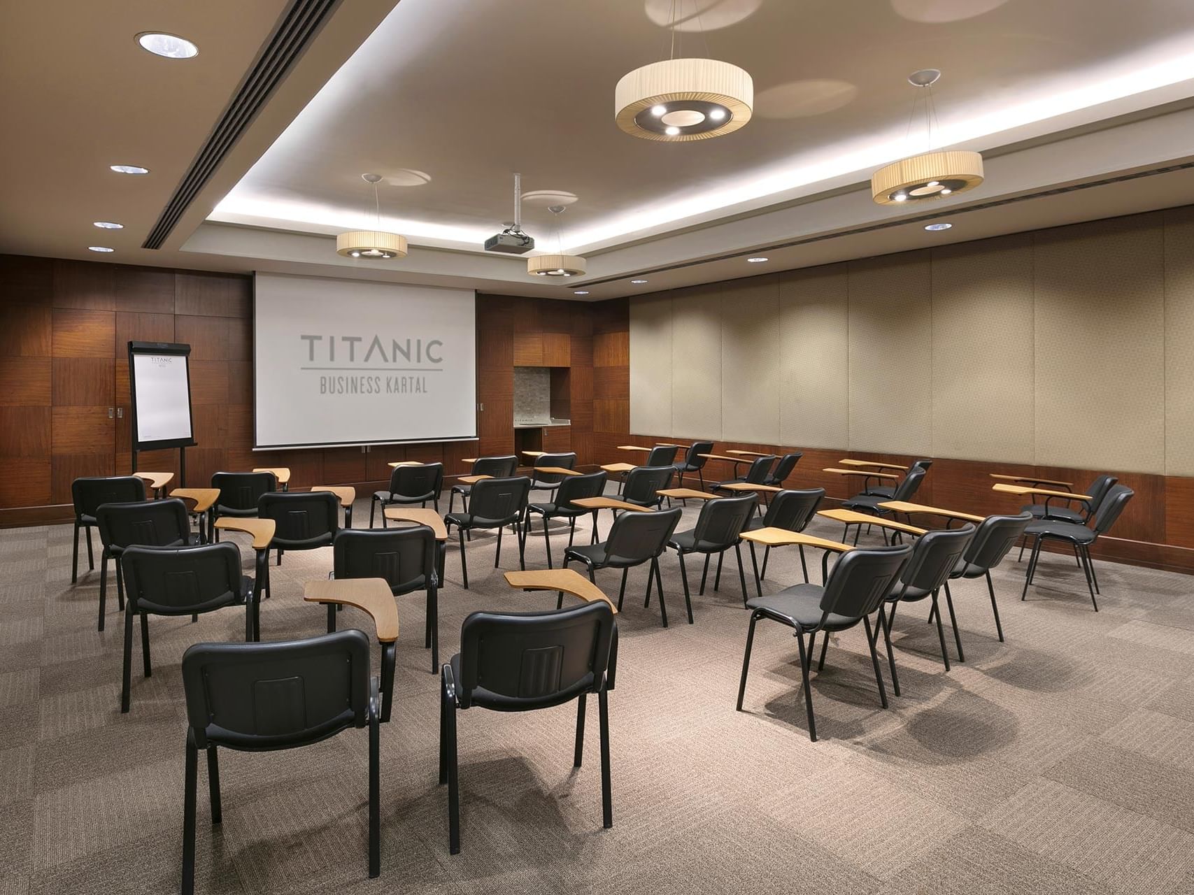 Classroom-typed meeting room arranged with chairs in Majorca at Titanic Business Kartal