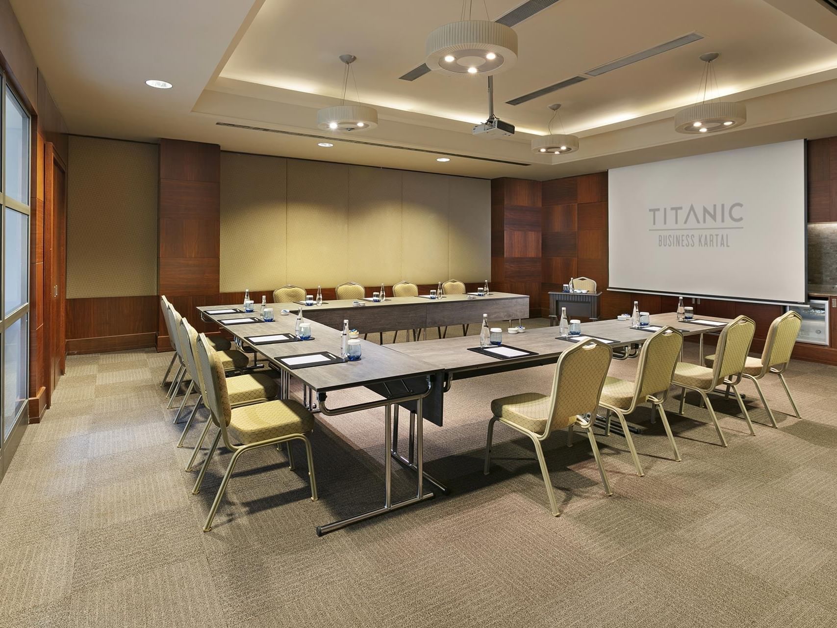 U-typed meeting table arranged with chairs in Majorca at Titanic Business Kartal